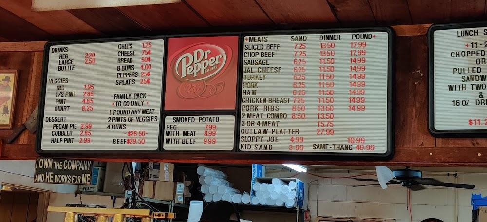 outlaw's bar-b-que Menu image 1